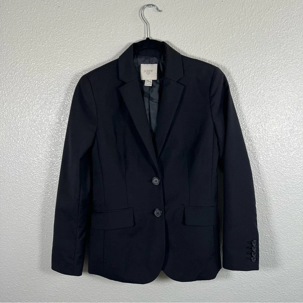 J. Crew Women's‎ Black Two-Button Wool Blazer 00 Petite
